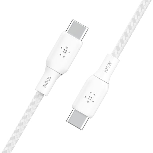 Cable BoostCharge Pro Flex 100W USB-C a USB-C de silicona y trenzado 2m blanco | Belkin