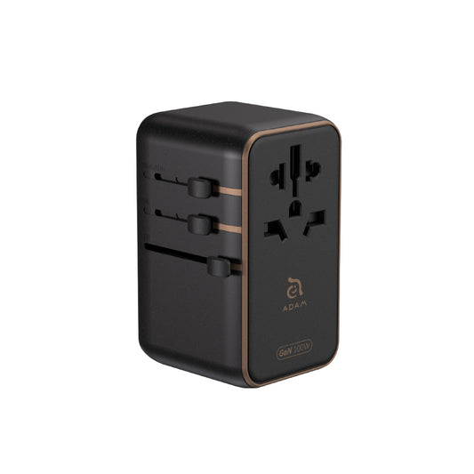 Adaptador de viaje universal T100L 100W USB-C negro | Adam Elements