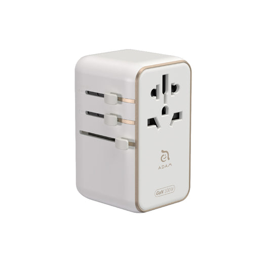 Adaptador de viaje universal T100L 100W USB-C blanco | Adam Elements