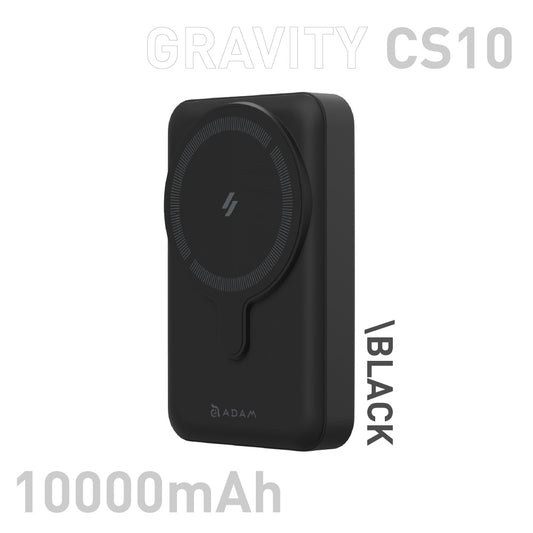 Batería externa inalámbrica magnética Gravity CS10 10000 mAh con soporte negro | Adam Elements