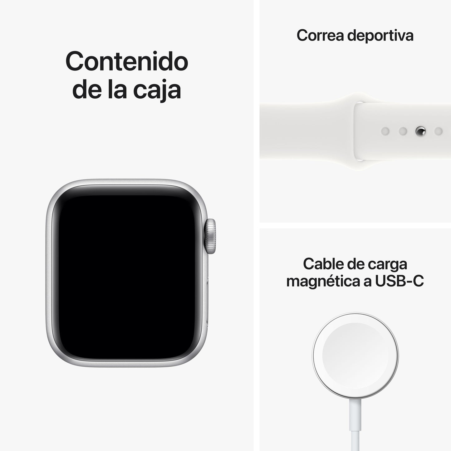 Apple Watch SE (GPS) - Caja de aluminio en plata de 40 mm - Correa deportiva blanca - Talla única