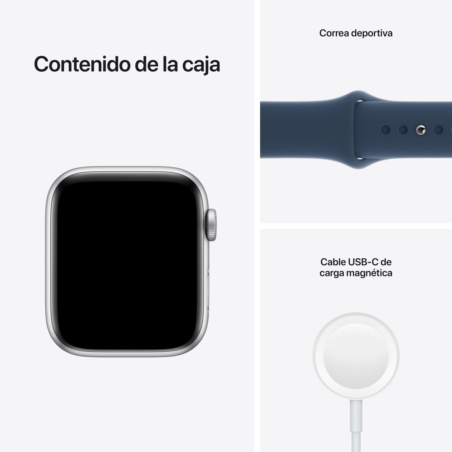 Apple Watch SE (GPS) - Caja de aluminio en plata de 44 mm - Correa deportiva en color abismo - Talla única