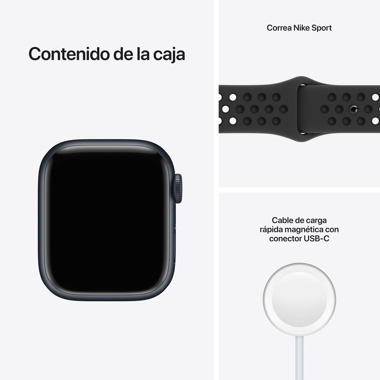 Apple Watch Nike Series 7 (GPS + Cellular) - Caja de aluminio en color medianoche de 41 mm - Correa Nike Sport antracita/negra - Talla única