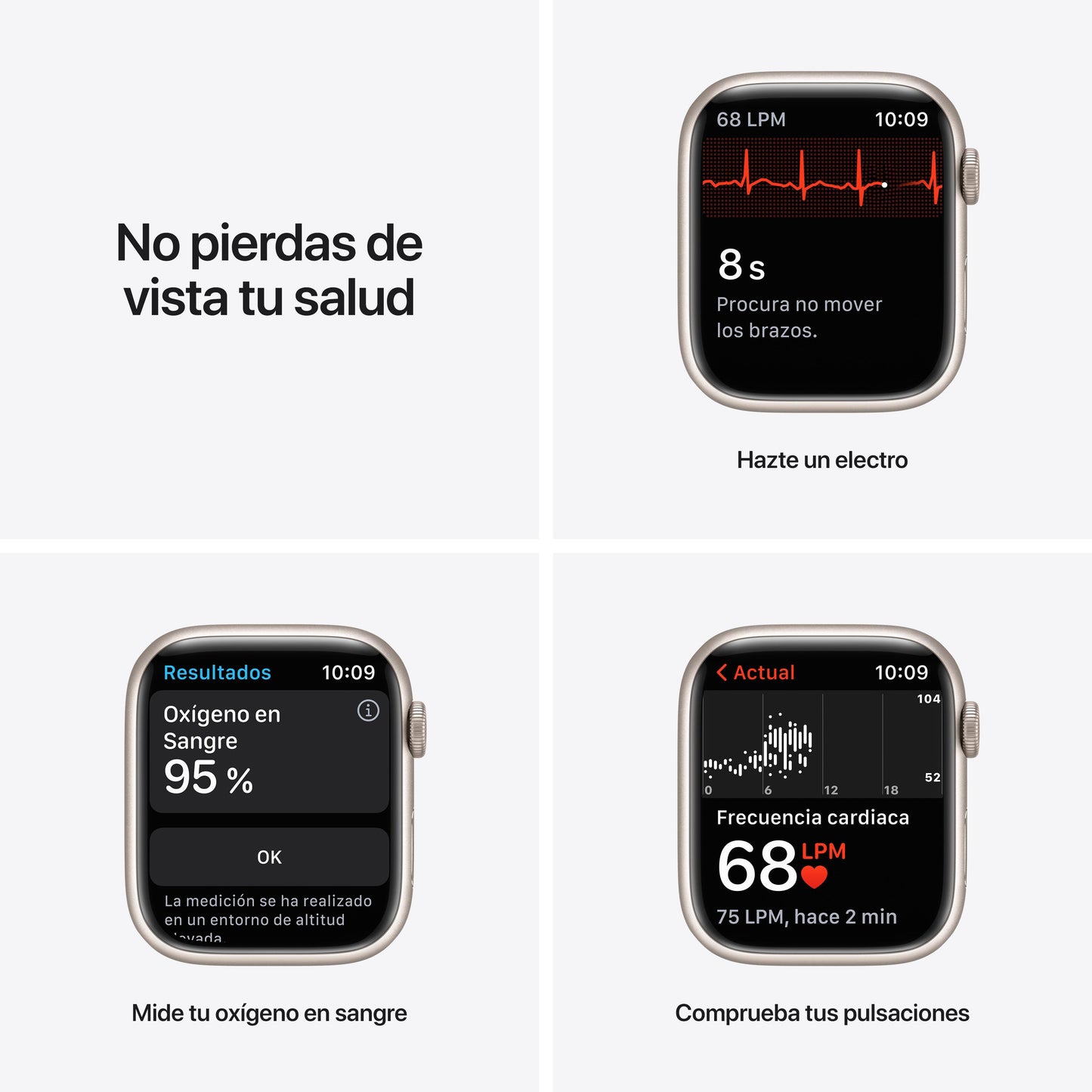 Apple Watch Nike Series 7 (GPS + Cellular) - Caja de aluminio en blanco estrella de 45 mm - Correa Nike Sport platino puro/negra - Talla única