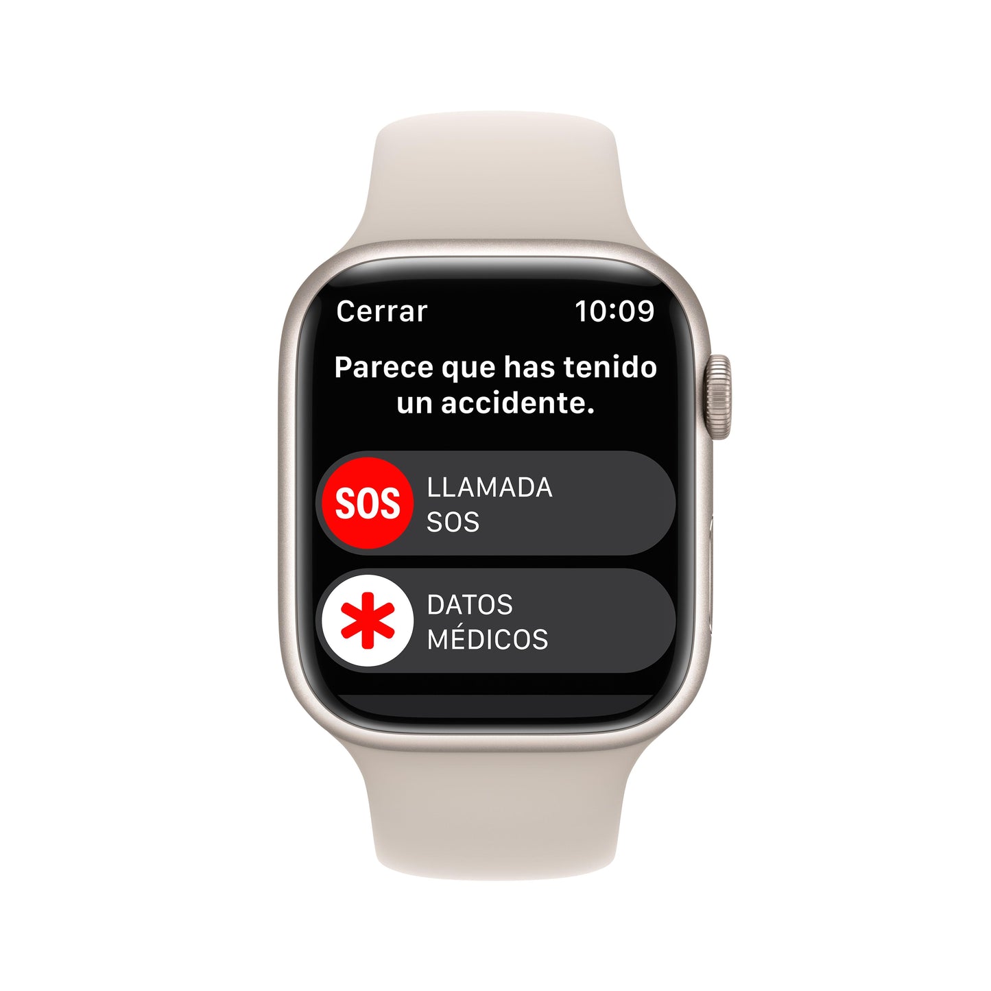 Apple Watch Series 8 (GPS) - Caja de aluminio en blanco estrella de 45 mm - Correa deportiva blanco estrella - Talla única