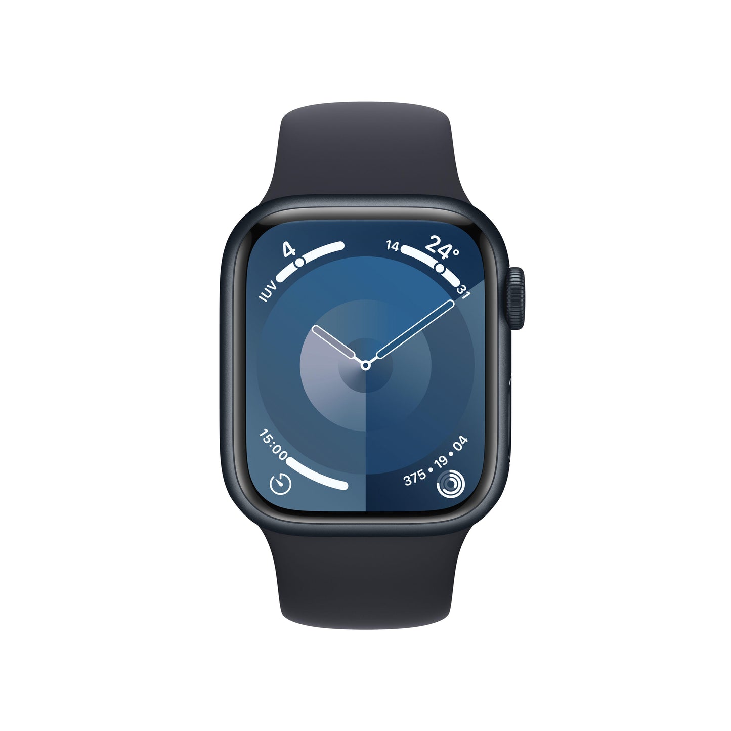 Apple Watch Series 9 (GPS) - Caja de aluminio en color medianoche de 41 mm - Correa deportiva color medianoche - Talla S/M
