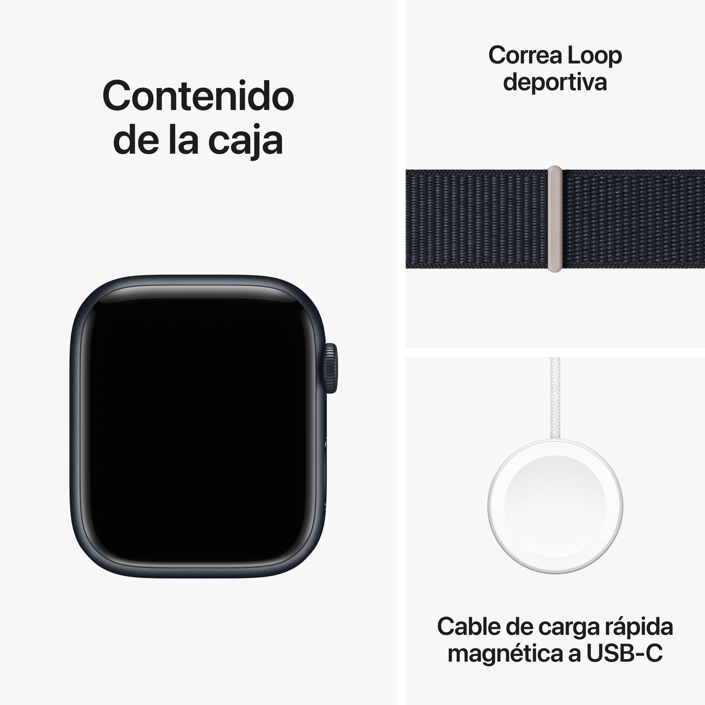 Apple Watch Series 9 (GPS) - Caja de aluminio en color medianoche de 45 mm - Correa Loop deportiva color medianoche