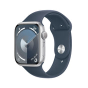 Apple Watch Series 9 (GPS) - Caja de aluminio en plata de 45 mm - Correa deportiva azul tempestad - Talla M/L