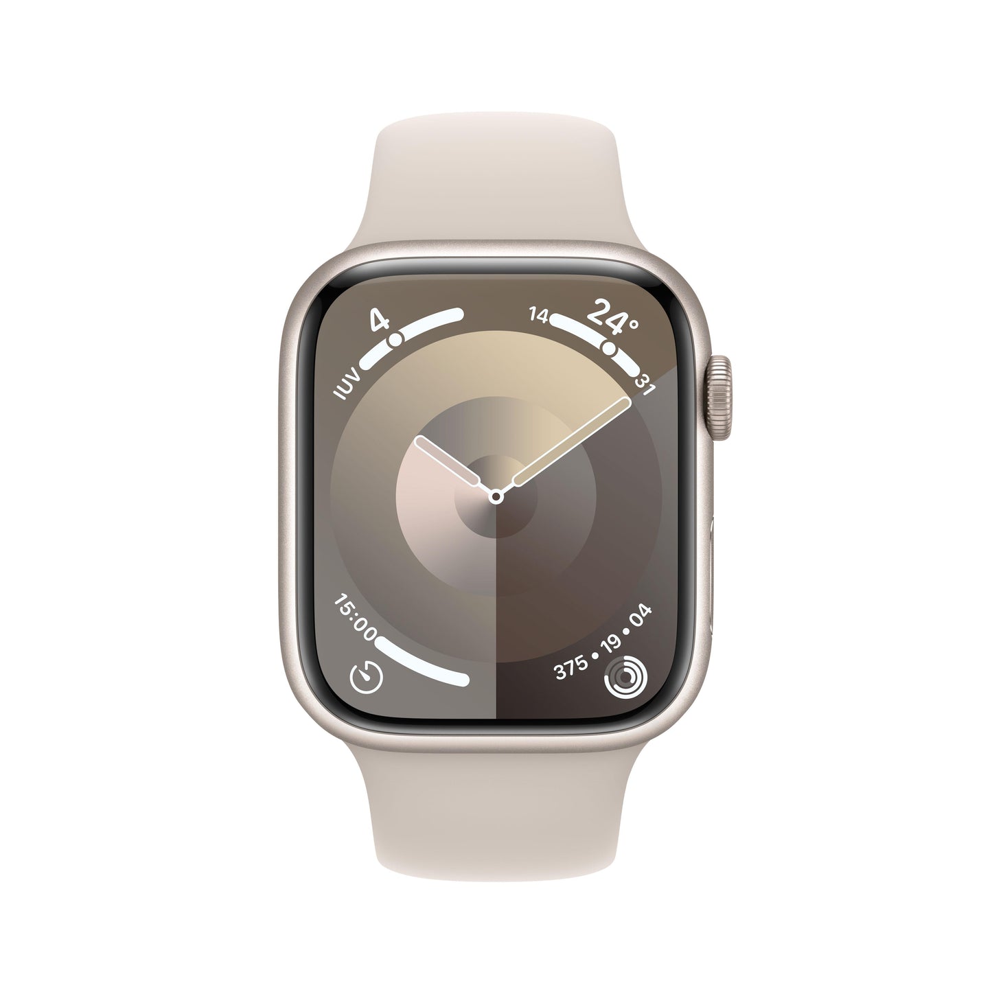 Apple Watch Series 9 (GPS) - Caja de aluminio en blanco estrella de 45 mm - Correa deportiva blanco estrella - Talla M/L