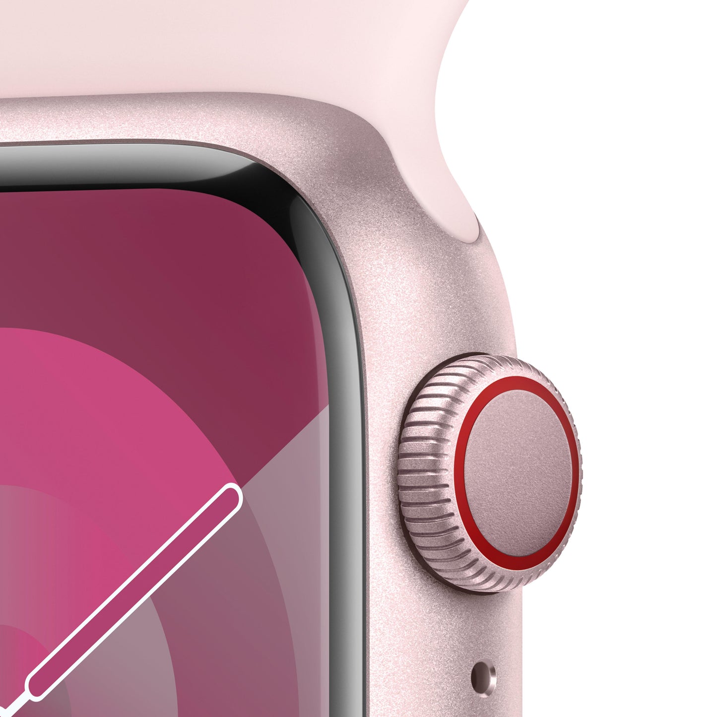 Apple Watch Series 9 (GPS + Cellular) - Caja de aluminio en rosa de 41 mm - Correa deportiva rosa claro - Talla S/M