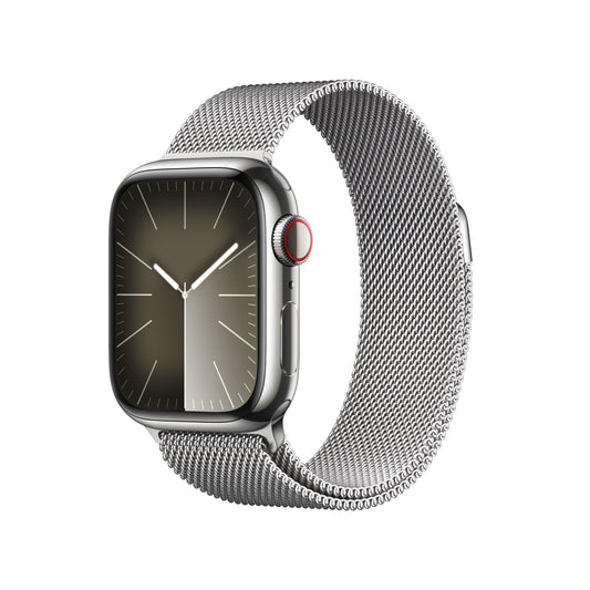 Apple Watch Series 9 (GPS + Cellular) - Caja de acero inoxidable en plata de 41 mm - Pulsera Milanese Loop en plata