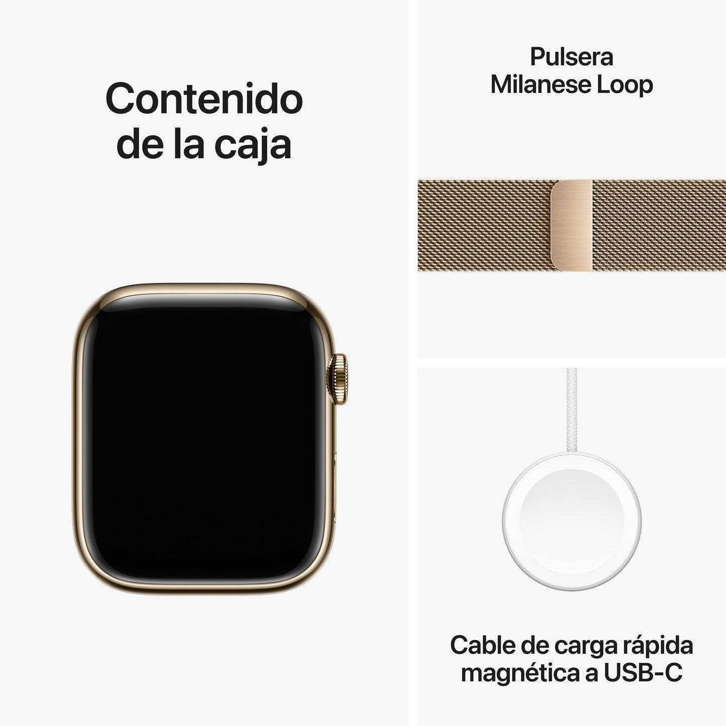 Apple Watch Series 9 (GPS + Cellular) - Caja de acero inoxidable en oro de 45 mm - Pulsera Milanese Loop en oro