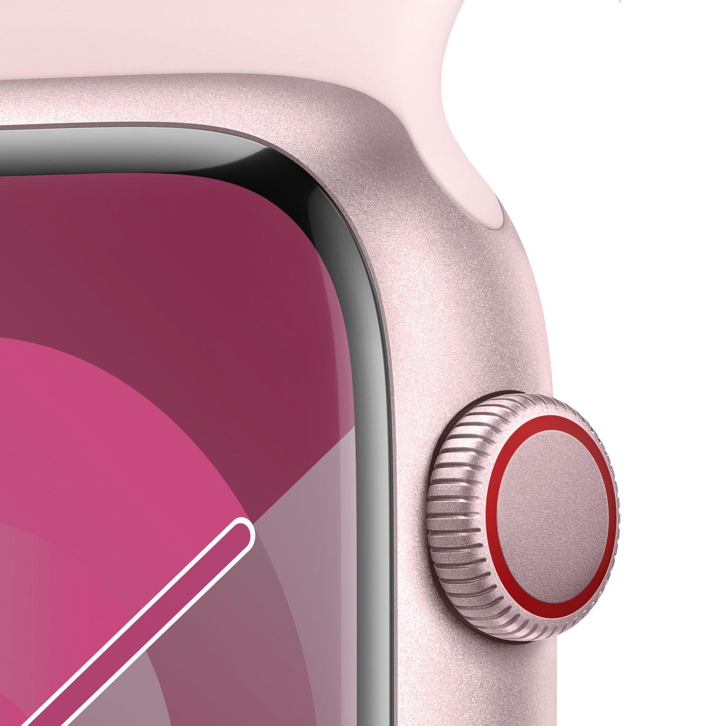 Apple Watch Series 9 (GPS + Cellular) - Caja de aluminio en rosa de 45 mm - Correa deportiva rosa claro - Talla M/L