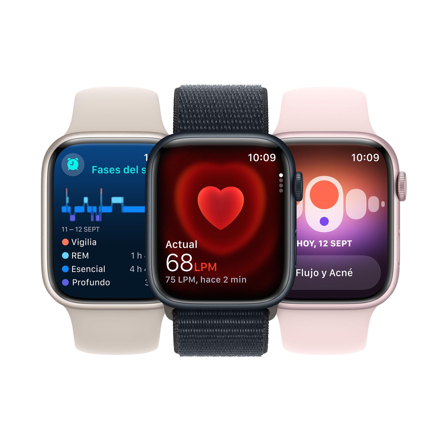Apple Watch Series 9 (GPS + Cellular) - Caja de aluminio en color medianoche de 45 mm - Correa deportiva color medianoche - Talla S/M