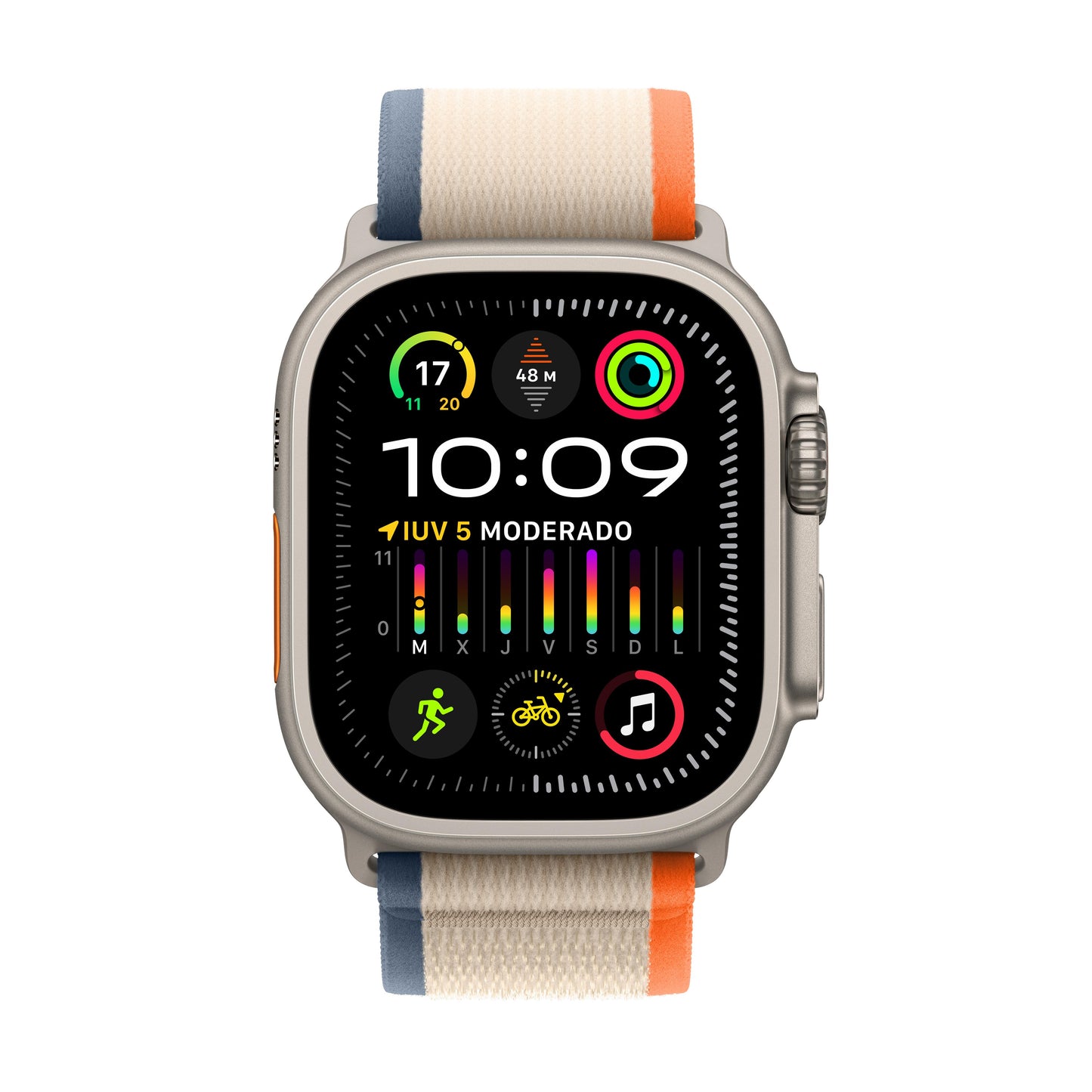 Apple Watch Ultra 2 (GPS + Cellular) - Caja de titanio de 49 mm - Correa Loop Trail naranja/beis - Talla M/L