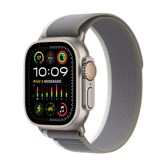 Apple Watch Ultra 2 (GPS + Cellular) - Caja de titanio de 49 mm - Correa Loop Trail verde/gris - Talla M/L