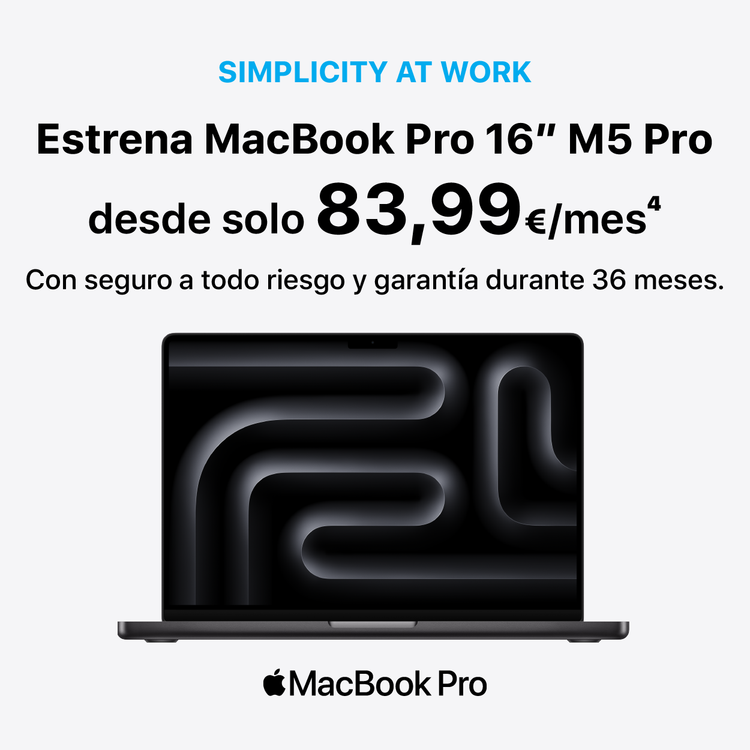 MacBook Pro de 16 pulgadas con chip M5 Pro en renting para empresas