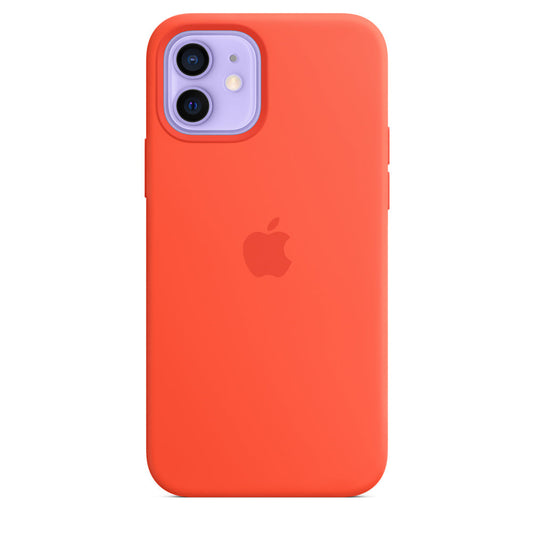 Funda de silicona con MagSafe para el iPhone 12 y iPhone 12 Pro, Naranja eléctrico - Rossellimac