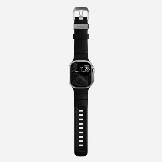 Correa Rocky Point Band para Apple Watch 46/49mm negro / hebilla natural | Nomad