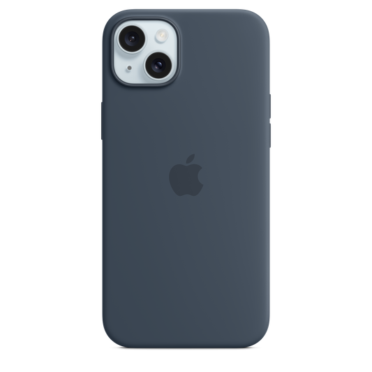 Funda de silicona con MagSafe para el iPhone 15 Plus - Azul tempestad