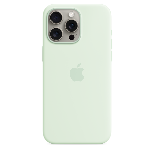 Funda de silicona con MagSafe para el iPhone 15 Pro Max - Menta suave
