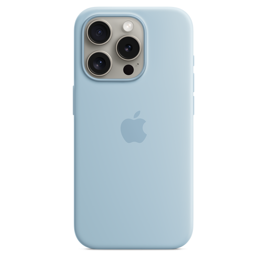Funda de silicona con MagSafe para el iPhone 15 Pro - Azul claro