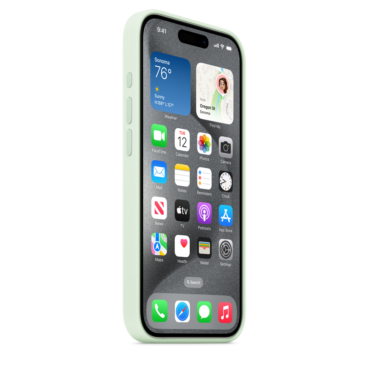 Funda de silicona con MagSafe para el iPhone 15 Pro - Menta suave