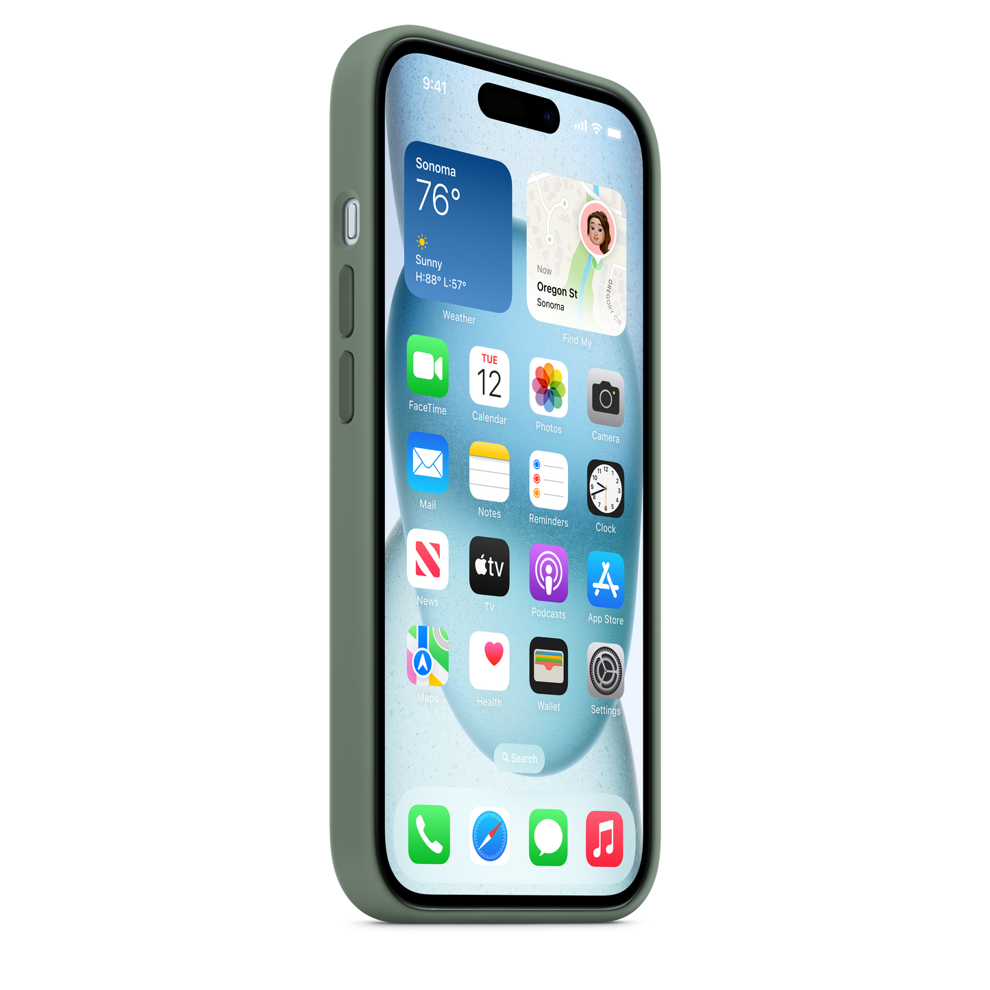 Funda de silicona con MagSafe para el iPhone 15 - Ciprés