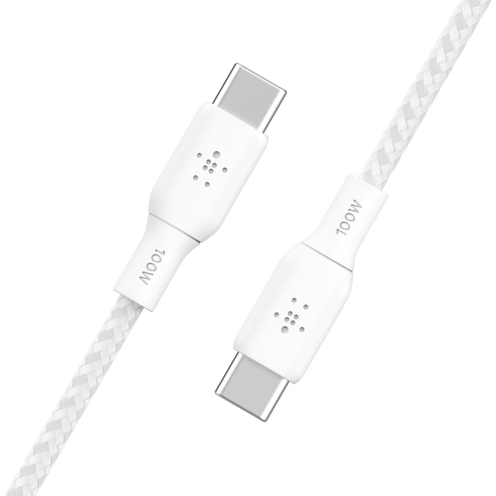 Cable BoostCharge Pro Flex 100W USB-C a USB-C de silicona y trenzado de Belkin 2 metros blanco