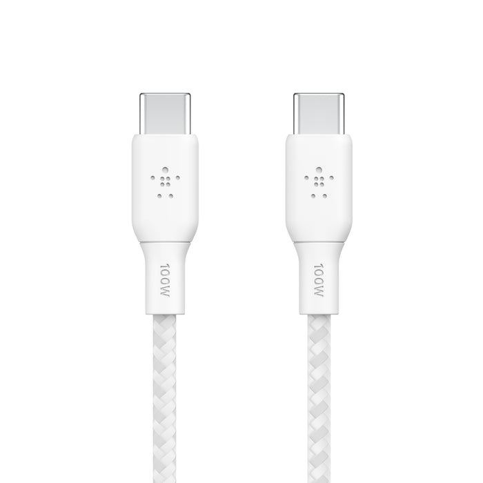 Cable BoostCharge Pro Flex 100W USB-C a USB-C de silicona y trenzado de Belkin 2 metros blanco