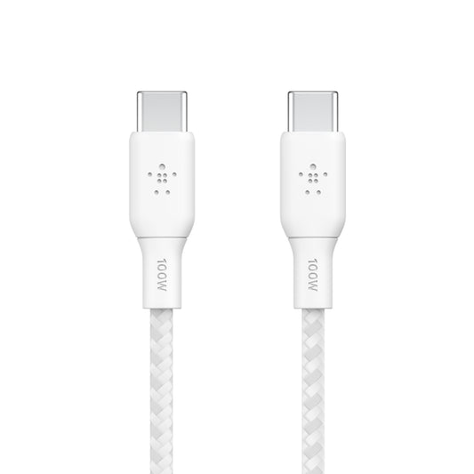 Cable BoostCharge Pro Flex 100W USB-C a USB-C de silicona y trenzado de Belkin 2 metros blanco