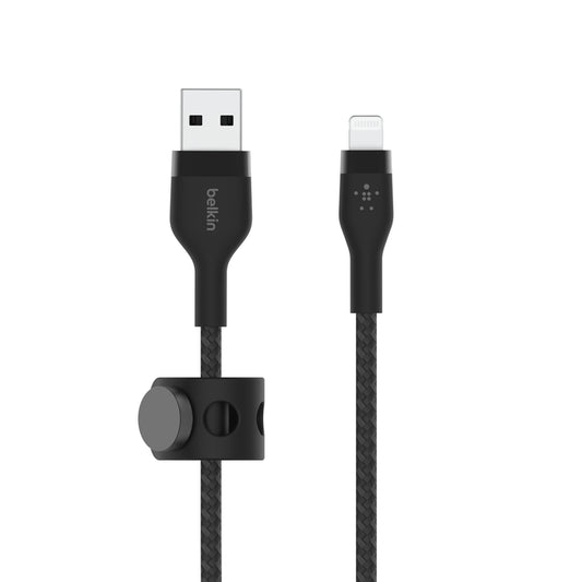 Cable BoostCharge Pro Flex USB a Lightning de silicona y trenzado de Belkin 2 metros negro