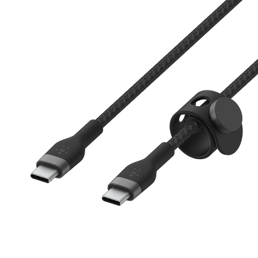 Cable BoostCharge Pro Flex USB-C a USB-C de silicona y trenzado de Belkin 1 metro negro