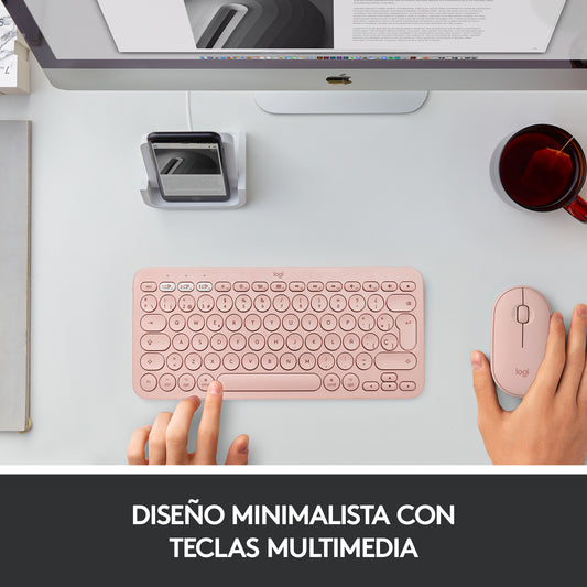 Teclado Bluetooth multidispositivo K380 de Logitech Rosa - Rossellimac