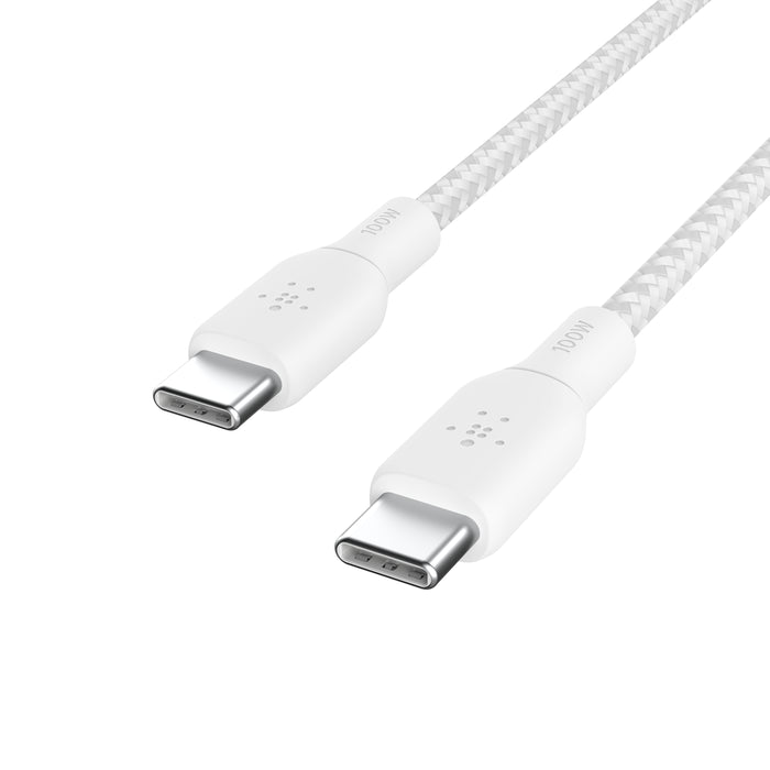 Cable BoostCharge Pro Flex 100W USB-C a USB-C de silicona y trenzado de Belkin 2 metros blanco