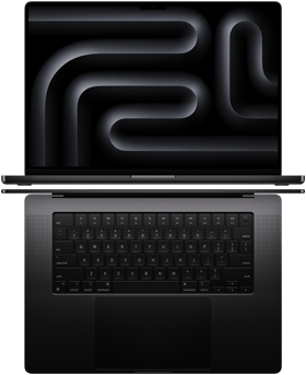 Varios MacBook Pro colocados de tal forma que se aprecia la enorme pantalla y el diseño ultrafino