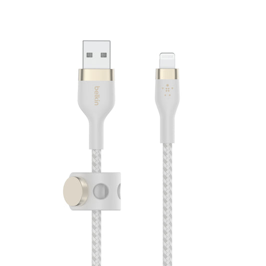 Cable BoostCharge Pro Flex USB a Lightning de silicona y trenzado de Belkin 2 metros blanco