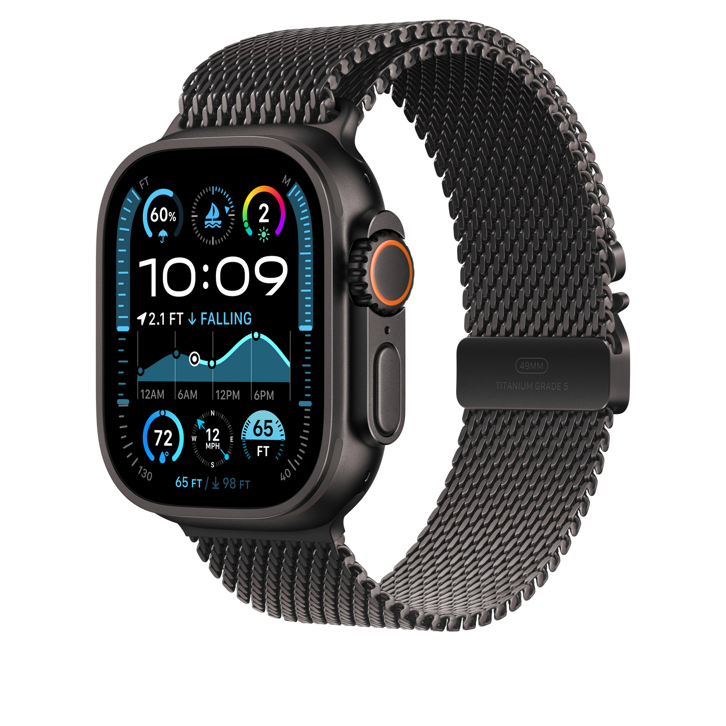 Pulsera Milanese Loop en titanio negro (49 mm) - Talla L