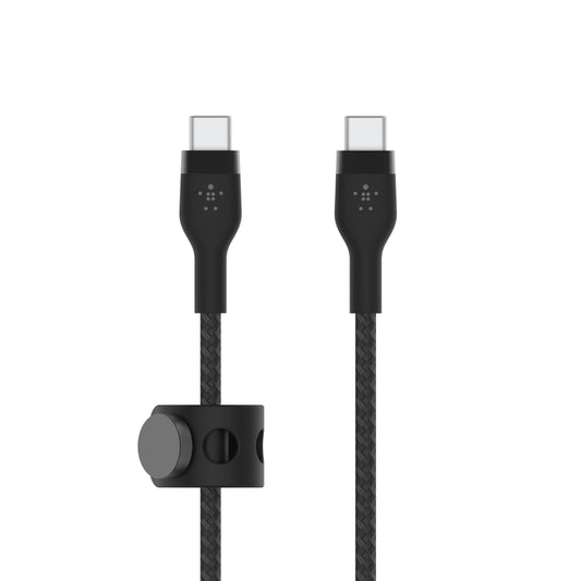 Cable BoostCharge Pro Flex USB-C a USB-C de silicona y trenzado de Belkin 1 metro negro