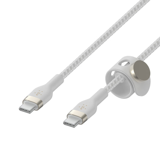 Cable BoostCharge Pro Flex USB-C a USB-C de silicona y trenzado de Belkin 1 metro blanco