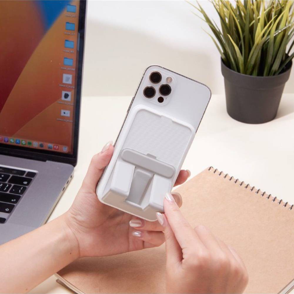 Batería externa inalámbrica magnética Gravity CS10 10000 mAh con soporte blanco | Adam Elements