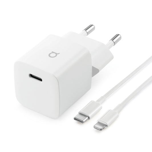 Cargador de pared Carga Rápida 25W USB-C + Cable USB-C a Lightning  | Rossellimac