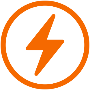 Icono de un rayo naranja dentro de un círculo naranja que indica las horas de autonomía.
