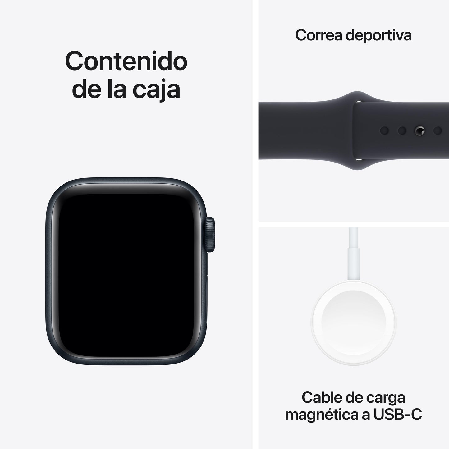 Apple Watch SE (GPS) - Caja de aluminio en color medianoche de 40 mm - Correa deportiva color medianoche - Talla S/M - Rossellimac