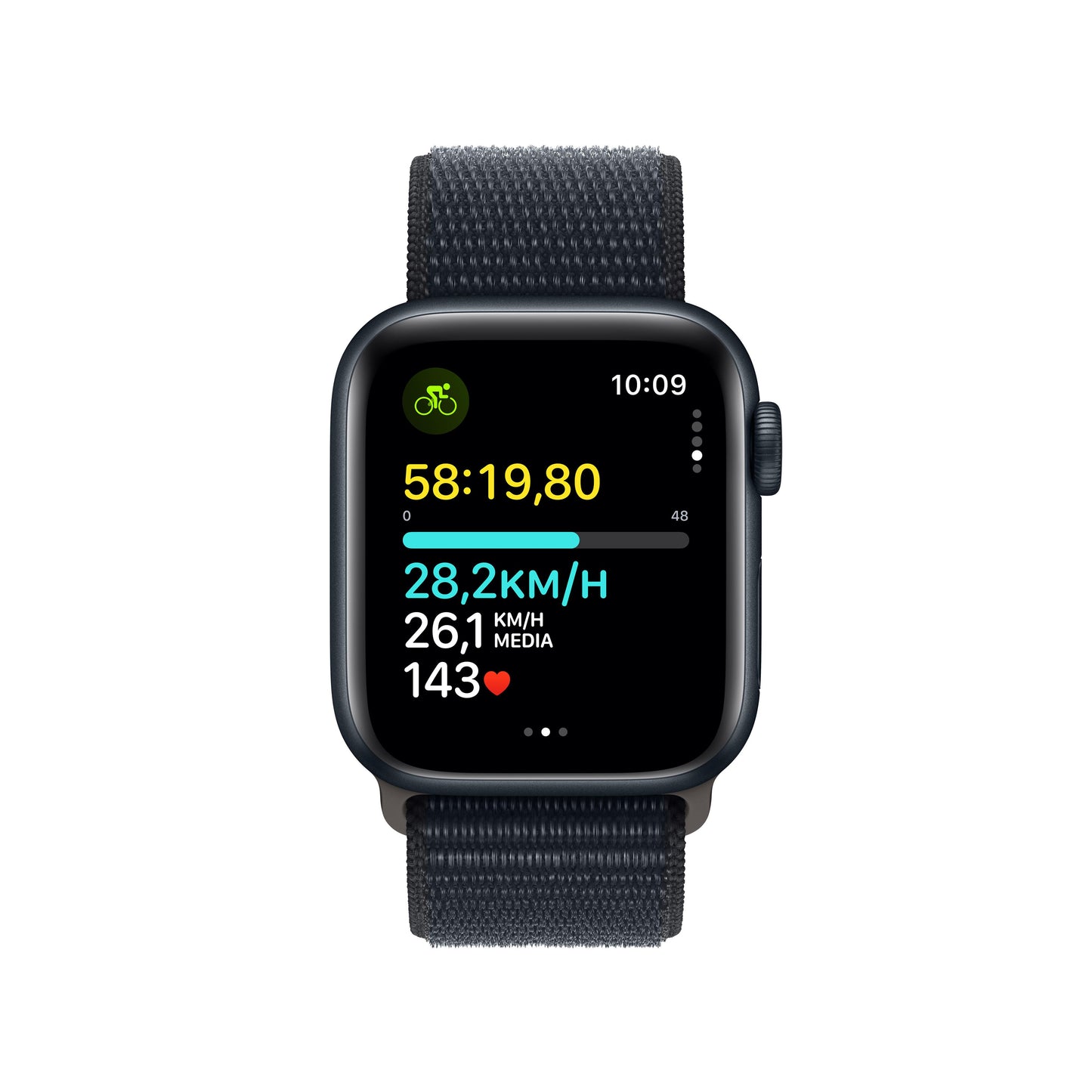 Apple Watch SE (GPS) - Caja de aluminio en color medianoche de 40 mm - Correa Loop deportiva color medianoche - Rossellimac