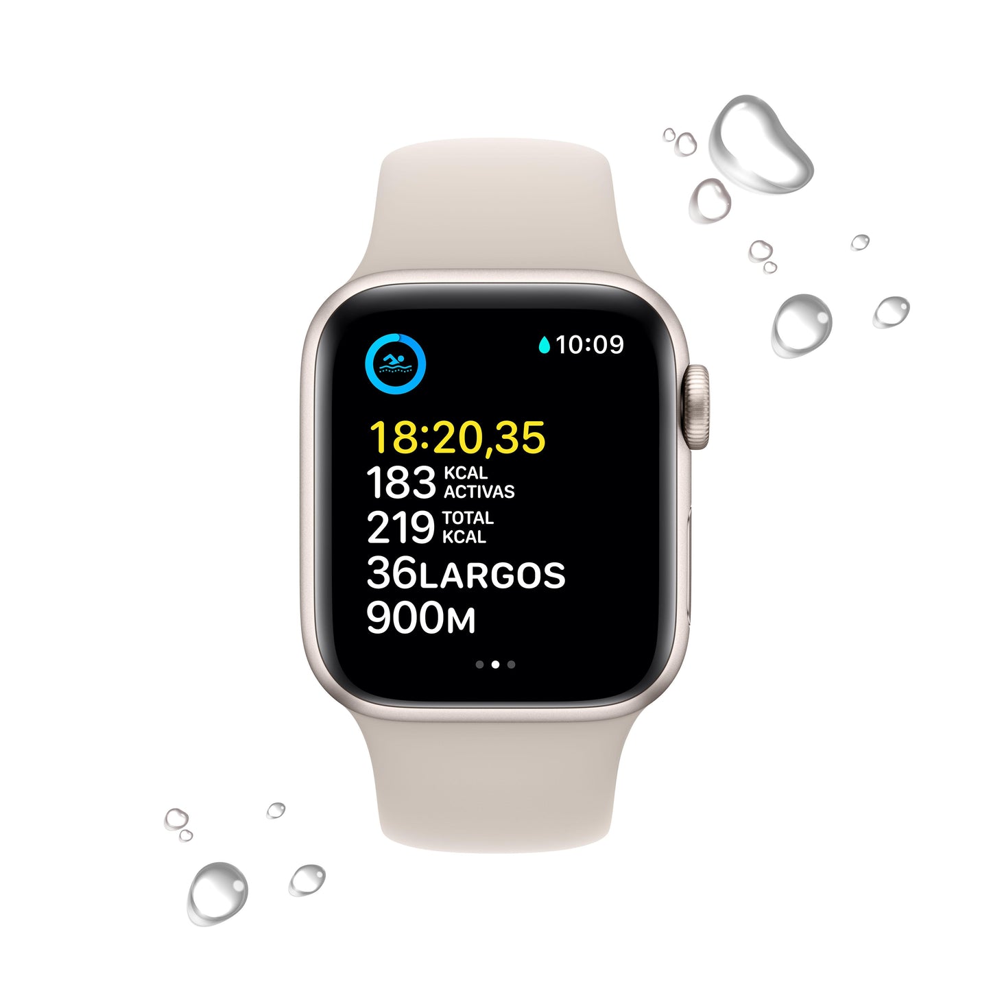 Apple Watch SE (GPS) - Caja de aluminio en blanco estrella de 40 mm - Correa deportiva blanco estrella - Talla única