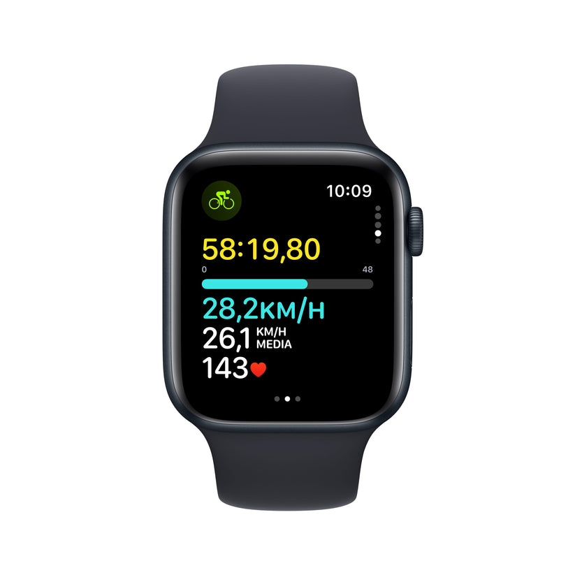 Apple Watch SE (GPS) - Caja de aluminio en color medianoche de 44 mm - Correa deportiva color medianoche - Talla S/M - Rossellimac