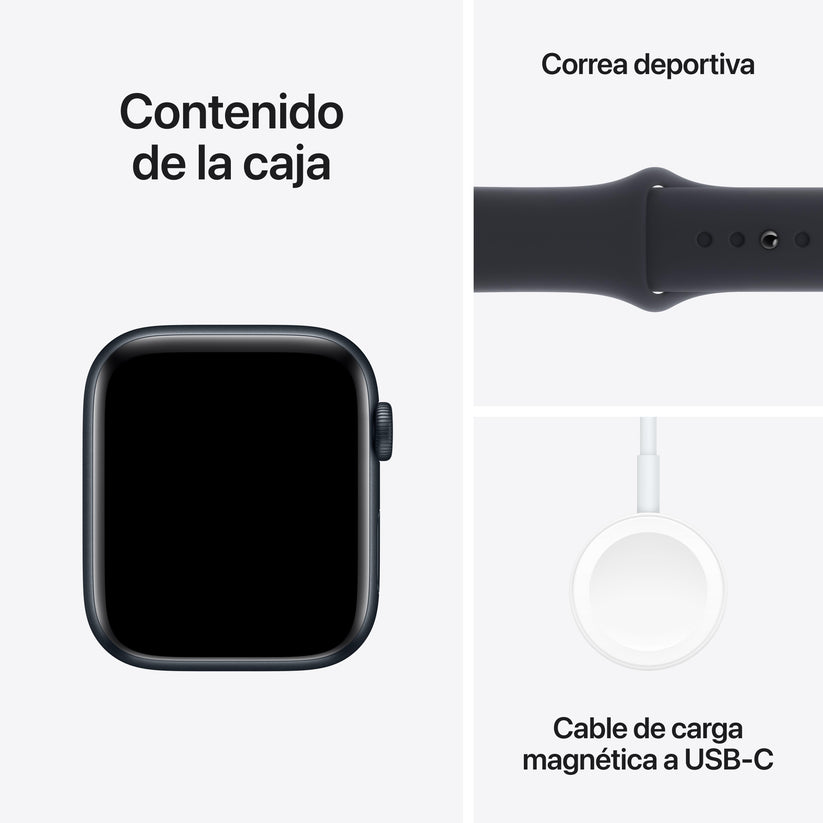 Apple Watch SE (GPS) - Caja de aluminio en color medianoche de 44 mm - Correa deportiva color medianoche - Talla S/M - Rossellimac