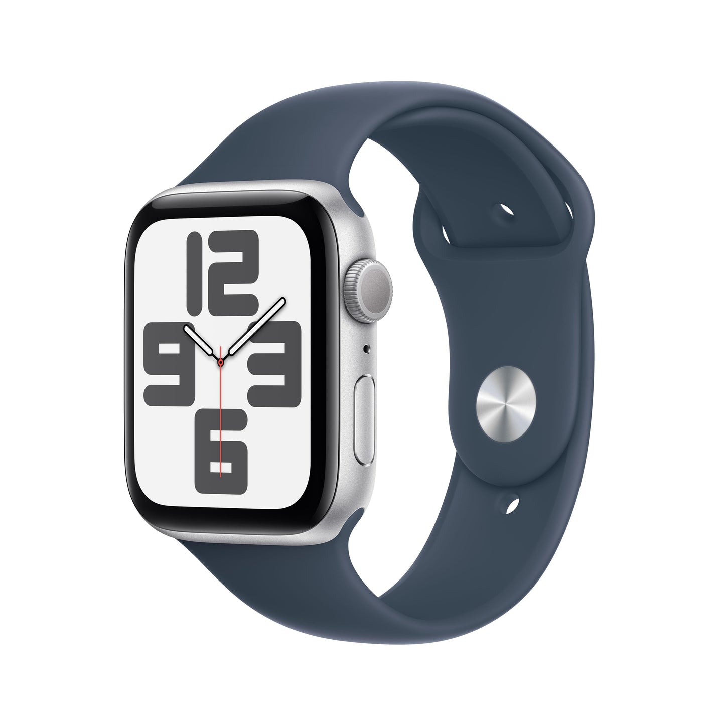 Apple Watch SE (GPS) - Caja de aluminio en plata de 44 mm - Correa deportiva azul tempestad - Talla M/L