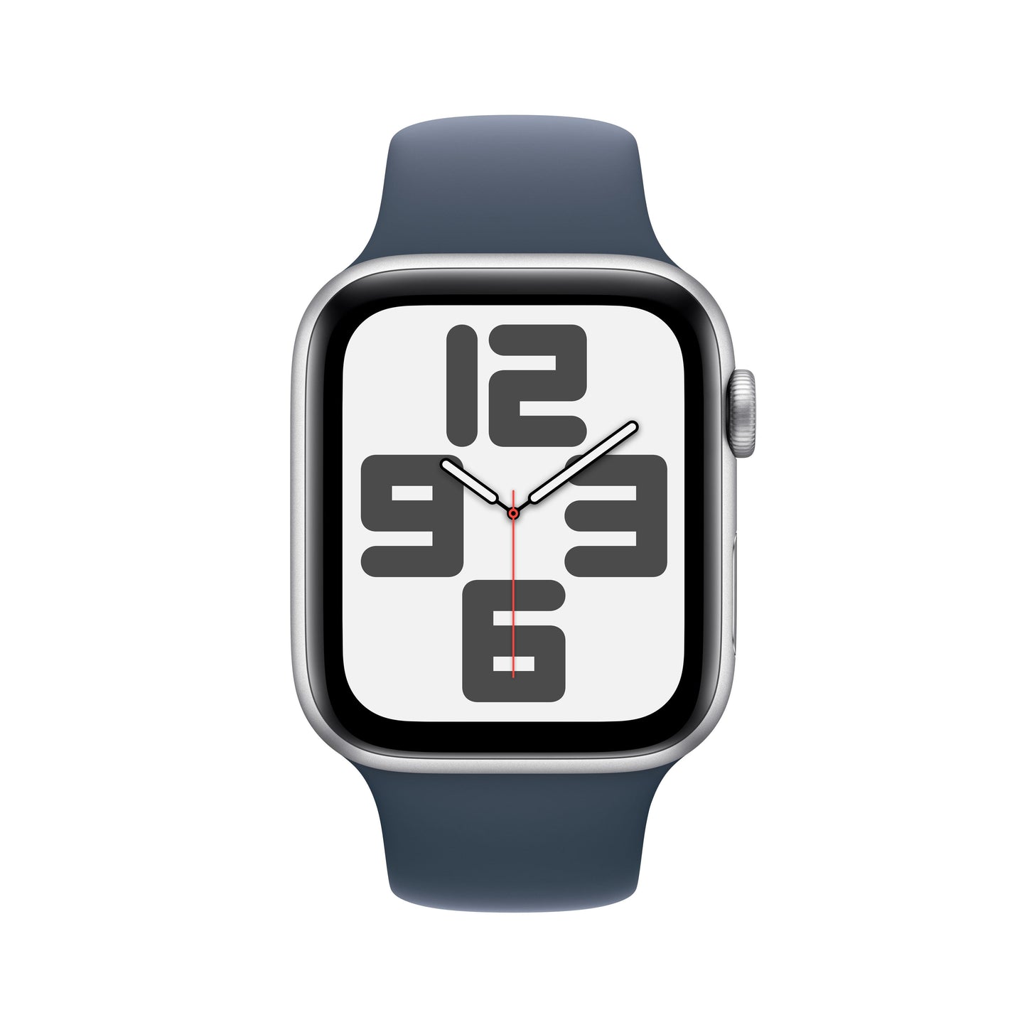 Apple Watch SE (GPS) - Caja de aluminio en plata de 44 mm - Correa deportiva azul tempestad - Talla M/L